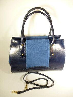 New Florence Leather Market navy blue smooth Italian leather handbag